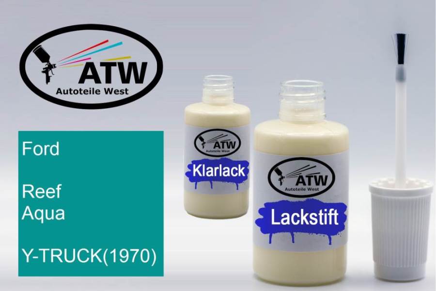 Ford, Reef Aqua, Y-TRUCK(1970): 20ml Lackstift + 20ml Klarlack - Set, von ATW Autoteile West.